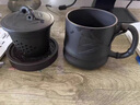 洛湘純手工紫砂杯高端辦公杯宜興名家邵軍亞紫砂茶杯茶水分離蓋杯送禮 瀟湘夜雨-五件套(黑泥貼竹) 460ml 曬單實(shí)拍圖