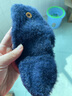 邁雷馳毛絨手套秋冬露指頭保暖手套男女加厚翻蓋水貂毛錦綸手套半指手套 熊掌藍色 曬單實(shí)拍圖
