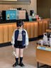 英氏（YEEHOO）女童外套兒童棒球服中大童裝學院風上衣休閑時尚秋裝 深藍 120 曬單實拍圖