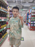 迪士尼（Disney）男童漢服夏裝古風(fēng)帥氣短袖兒童中國風(fēng)超仙套裝男寶寶周歲禮服古裝 遠山黛 薄款 140 尺碼9~10歲 【130-140cm】 曬單實(shí)拍圖