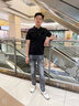 Manfredi poetry高端品牌 翻領短袖polo衫男夏季新款絲光商務休閑桑蠶絲t恤上衣 黑色 2XL （建議150-165斤） 曬單實拍圖