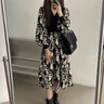 啄木鳥(niǎo)（TUCANO）秋季大碼女裝中長(cháng)款碎花連衣裙女胖妹妹寬松顯瘦長(cháng)袖法式復古長(cháng)裙 圖片色 2XL 大 曬單實(shí)拍圖
