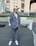 G.DUCKKIDS小黃鴨男童西裝禮服套裝英倫兒童休閑小西服帥氣花童2025新款中大 灰色 180 cm 曬單實(shí)拍圖