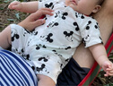 迪士尼寶寶（Disney Baby）童裝男童連體衣米奇卡通肩開連體衣純棉 白底米奇 73cm 9個月/身高 曬單實拍圖