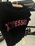 XVESSEL夏季女露腰短袖T恤潮流百搭休閑黑色女裝 女款夏季露腰短T M 曬單實拍圖