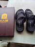 老人頭男士涼鞋韓版潮流夏季新款頭層牛皮戶(hù)外休閑沙灘鞋真皮厚底防滑鞋 黑色 39 曬單實(shí)拍圖