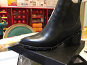 淺町牛皮短靴女尖頭切爾西靴女秋冬季女靴中跟粗跟裸靴及踝靴女士皮靴 黑色 37 曬單實(shí)拍圖