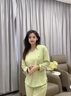莫代爾【專柜同款】睡衣女款春秋季長袖長褲純棉帶胸墊大碼外穿家居服 奶果綠 M (建議90-110斤) 曬單實拍圖