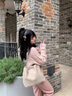 羅蒙（ROMON）秋冬軟糯粉色毛衣外套開衫女2025新款寬松慵懶風麻花針織上衣外穿 粉色 均碼 -85-130斤 曬單實拍圖