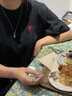 查爾斯桃心短袖T恤男女同款重磅趣味卡通印花圓領(lǐng)寬松休閑純棉潮流打底衫 曬單實(shí)拍圖
