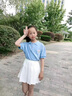G.duck女童夏季套裝2025新款潮流時(shí)髦童裝女孩學(xué)院風(fēng)半身裙 藍色上衣+白色百搟裙 帶安全褲 140 cm 曬單實(shí)拍圖