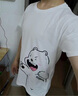 【88兩件】 純棉短袖T恤男生2022新款半截袖圓領(lǐng)休閑寬松印花青少年潮流半袖t恤男夏季上衣 胖熊白+貓咪黑 XL（135斤內） 曬單實(shí)拍圖