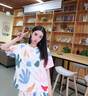 澳琪蘭睡衣女夏季薄款純棉寬松大碼夏天女裝短袖短褲胖MM家居服兩件套裝 HA301 L 曬單實(shí)拍圖