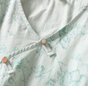 子牧棉麻春夏裝 女中國風(fēng)斜襟V領(lǐng)珠扣改良茶服印花寬松襯衫上衣1157 水綠色 L(建議115-125斤) 曬單實(shí)拍圖