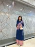 指間沙2435014原創(chuàng  )女裝24秋文藝圓領(lǐng)定位扎染連衣裙亞麻九分袖中長(cháng)裙 雨過(guò)天晴80 M 曬單實(shí)拍圖