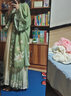 漢服女成人仙氣古裝漢服女初中生百里茗卿原創(chuàng  )【綠籮】漢服女宋制印花長(cháng)干寺齊腰百褶裙日常春夏 全套三件套 褙子+吊帶+百褶裙（現貨） M 曬單實(shí)拍圖
