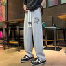 POUM休閑褲男春夏季寬松直筒闊腿褲男士美式痞帥衛(wèi)運動長褲痞帥褲子男 SPH-K11黑色 XL (建議130-150斤) 曬單實拍圖