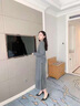 穆夏百合兩件套套裝裙2025春秋季裝新款女裝穿搭遮肚子長袖連衣裙中長款裙 灰色 M (90-115斤) 曬單實(shí)拍圖