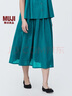 無印良品（MUJI）女式強(qiáng)捻抽褶裙長半身裙紗裙薄荷曼波風(fēng)純棉全棉裙子女裝半裙 綠色 XL 165/74A 曬單實(shí)拍圖