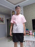 唐號（tanghao）漸變短袖T恤男款夏季潮牌潮流寬松大碼上衣服2025新款五分袖T恤 粉色 XL 曬單實(shí)拍圖