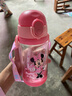 迪士尼水杯夏季兒童帶吸管杯子小學生上學直飲雙蓋水壺耐摔提繩 米妮粉色夏款杯2蓋520ml 曬單實拍圖