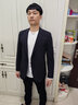Navigare意大利小帆船男士修身西服春季輕薄款易打理單西休閑百搭西裝外套 黑灰 XL /52 曬單實(shí)拍圖