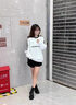 珂卡芙女靴白色厚底馬丁靴2024新款秋冬單靴爆款增高靴子法式短靴子女 米色 38 曬單實(shí)拍圖