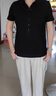 clotho Rennie品牌女裝polo領(lǐng)短袖t恤女夏季2025新款寬松純棉翻領(lǐng)打底衫體恤 灰藍色 2XL 曬單實(shí)拍圖