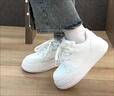 樂(lè )卡利 女鞋小白鞋女奶fufu百搭板鞋松糕鞋女四季厚底增高休閑板鞋 白色 37 曬單實(shí)拍圖