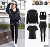 柯帛新款運動(dòng)套裝女健身房大碼胖mm秋冬瑜伽服女晨跑步衣保暖速干 黑粉四件套 3XL 曬單實(shí)拍圖