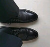 老人頭（LAORENTOU）皮鞋男夏季商務(wù)正裝鞋打孔頭層牛皮鏤空系帶皮鞋 LL12025 黑 42  曬單實(shí)拍圖