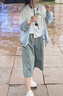 湮雨霓裳短褲女七分闊腿褲套裝女2024夏季新款上衣女顯瘦小個子褲裙兩件套 綠色短褲+上衣 M 建議100-115斤 曬單實拍圖