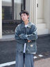 博羽尼（BOYUNI）多口袋拉鏈牛仔外套男春秋男裝潮牌大碼休閑上衣2023新款男士夾克 藍(lán)色 L 適合130-145斤 曬單實拍圖