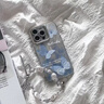 鹿途者 DEERWALK水波紋藍色蝴蝶腕帶iPhone16手機殼適用蘋果14/15promax自帶鏡頭膜12硬殼11帶鏈條掛繩高級感小眾 水波紋藍色蝴蝶+滴膠手鏈 iPhone 15 曬單實拍圖