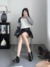 STUART WEITZMAN/SW MRSPATS秋冬黑色珍珠粗跟牛皮革樂福鞋女鞋真皮 曬單實拍圖