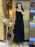 GARNUO黑色吊帶連衣裙子女夏季2025新款法式小個(gè)子高級感赫本風(fēng)收腰長(cháng)裙 黑色 M 曬單實(shí)拍圖