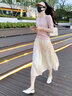 米珀莉小香風(fēng)連衣裙裙子夏天女裝2025新款氣質(zhì)女神范套裝V領(lǐng)上衣半身裙 粉衣杏裙套裝 XL 曬單實(shí)拍圖