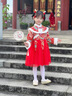 A 21 FUNB漢服女童冬季女寶蛇年拜年服新年童裝女連衣裙兒童過年喜慶唐裝 2217紅色+帶珠云肩 +紅色發(fā) 加絨 120 適合體重【35-40】斤 曬單實(shí)拍圖