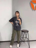 至唯 復(fù)古重磅短袖t恤男士夏季美式潮牌流寬松男款夏天潮流半袖上衣服 XT118黑灰色 XL【推薦140-160斤】 曬單實拍圖