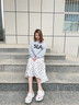 Avmko潮2024春夏新款流行碎花半身裙女顯瘦高腰小清新a字印花雪紡傘裙 墨綠色花型 均碼 859120斤左右 曬單實(shí)拍圖