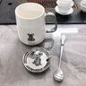 博精利品馬克杯帶蓋勺陶瓷杯子女生可愛(ài)創(chuàng  )意情侶家用辦公室早餐咖啡水杯男 銀色波點(diǎn)熊【小熊蓋+精品勺】 曬單實(shí)拍圖