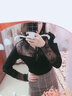 妃麗慕尚（FEILIMUSHANG）時(shí)尚性感V領(lǐng)蕾絲修身顯瘦打底衫女秋冬長(cháng)袖洋氣上衣韓版純棉T恤 45黑色純棉【常規款】 L 曬單實(shí)拍圖