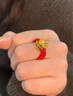中國黃金（CHINA GOLD）蓮花黃金戒指女足金編織繩戒子女生生日禮物送女友老婆紀念日實(shí)用 足金蓮花戒指-紅繩 曬單實(shí)拍圖