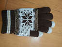笙格兒 毛線(xiàn)觸屏手套男女冬季加絨韓版針織五指厚棉學(xué)生防寒保暖情侶手套 棕色-雪花觸屏 均碼 曬單實(shí)拍圖