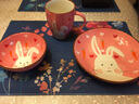 愛(ài)屋.格林陶瓷碗可愛(ài)動(dòng)物吃飯碗創(chuàng)意卡通寶寶餐具早餐盤(pán)家用牛奶杯 8寸盤(pán)（哈尼兔） 曬單實(shí)拍圖