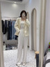 魅次方闊腿休閑褲女高腰垂墜感春秋季寬松顯瘦顯高時尚抽繩直筒拖地褲子 米白色（正?？睿?111 L 曬單實拍圖