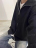 羅蒙（ROMON）百搭拉鏈開衫毛衣男秋冬季針織衫保暖加厚修身外套半高領打底衫 淺灰色 175/XL 曬單實拍圖