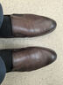 沙馳（SATCHI）夏季新款透氣尖頭男士皮鞋頭層牛皮時(shí)尚手抓紋商務(wù)套腳耐磨鞋子 棕色 39 曬單實(shí)拍圖