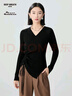 深呼吸DEEP BREATH女裝V領(lǐng)三醋酸側開(kāi)叉抽繩針織衫女A301627 黑 M (3) 曬單實(shí)拍圖