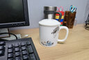 上作 閑庭辦公杯 白陶瓷茶具羊脂玉瓷茶杯馬克杯辦公室帶把茶杯 曬單實(shí)拍圖